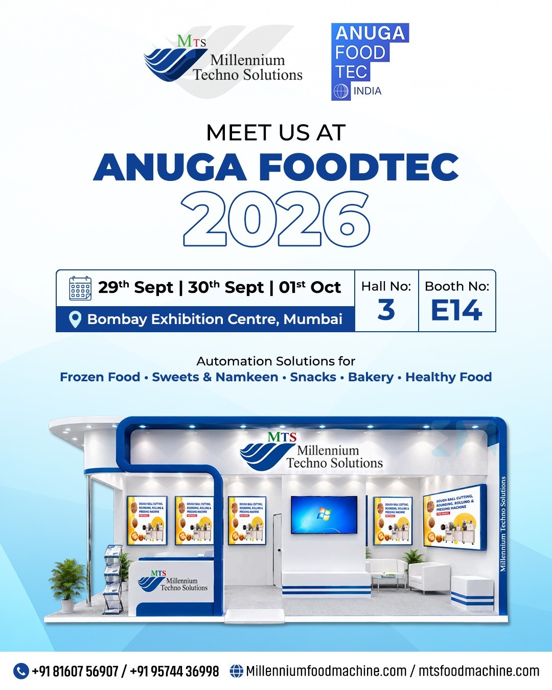 Meet Millennium Techno Solutions at Anuga FoodTec India 2026! 🚀Discover smart automation for Frozen...