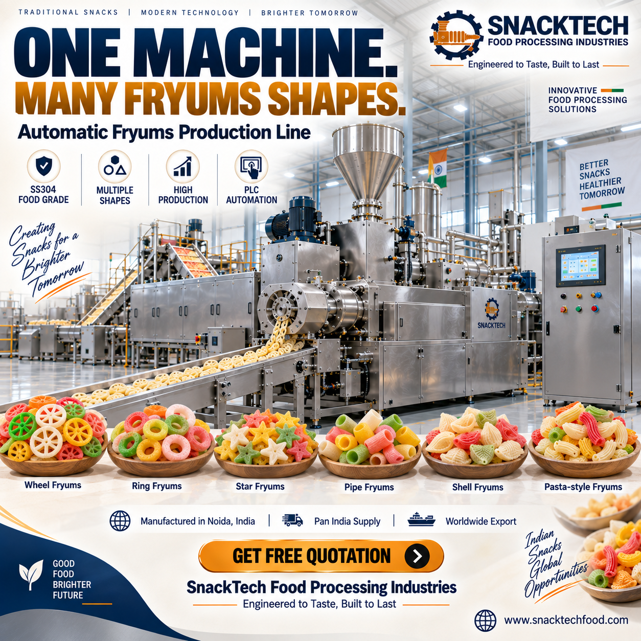 Best Fryums Making Machine Manufacturer in India | Automatic Fryums Processing Plant