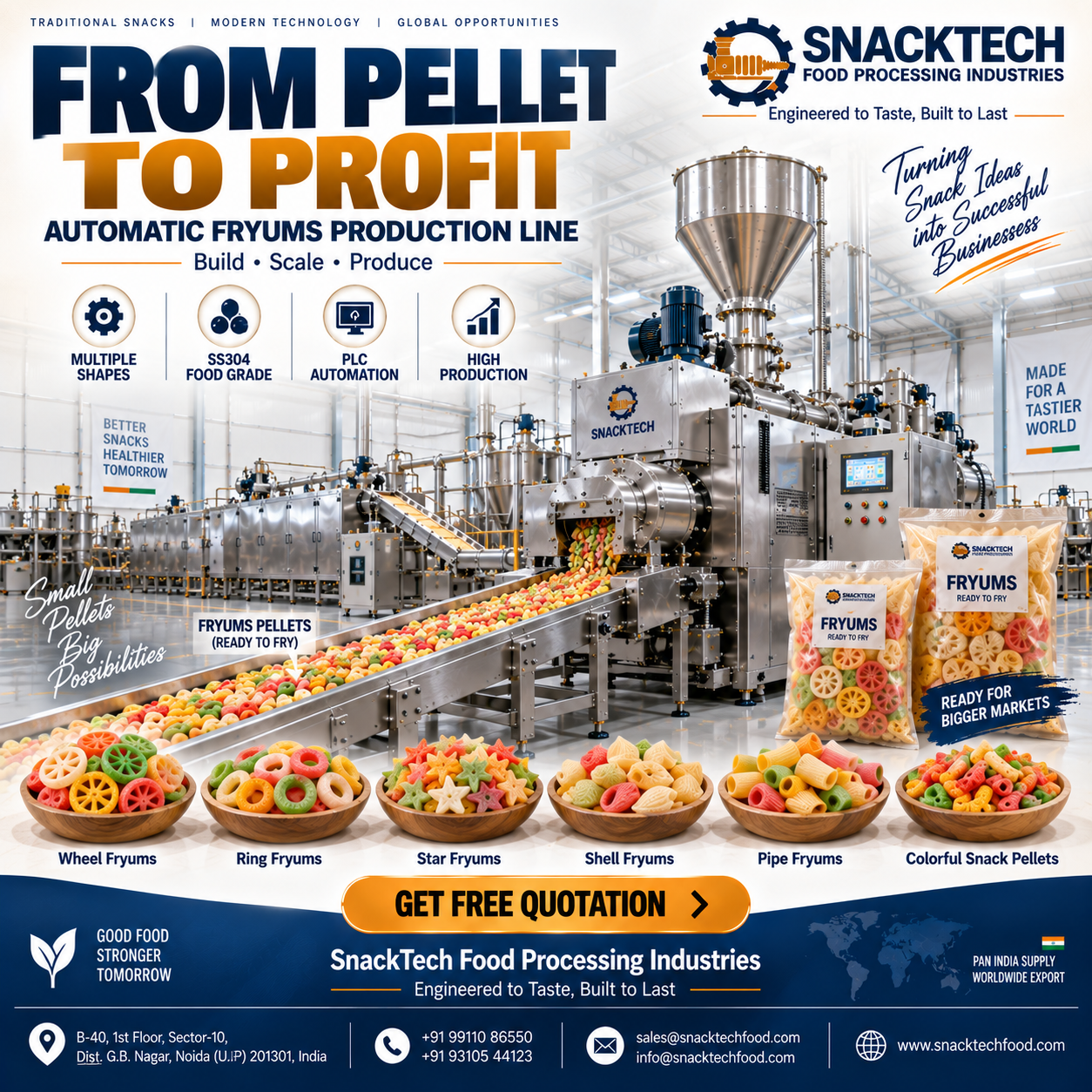 Best Fryums Making Machine Manufacturer in India | Automatic Fryums Plant & Extruder
