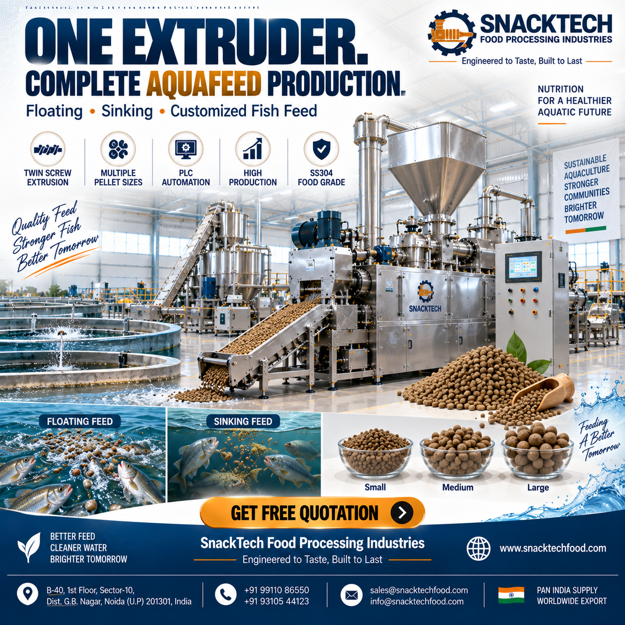 Best Fish Feed Extruder Manufacturer in India | Automatic Fish Feed Processing Plant