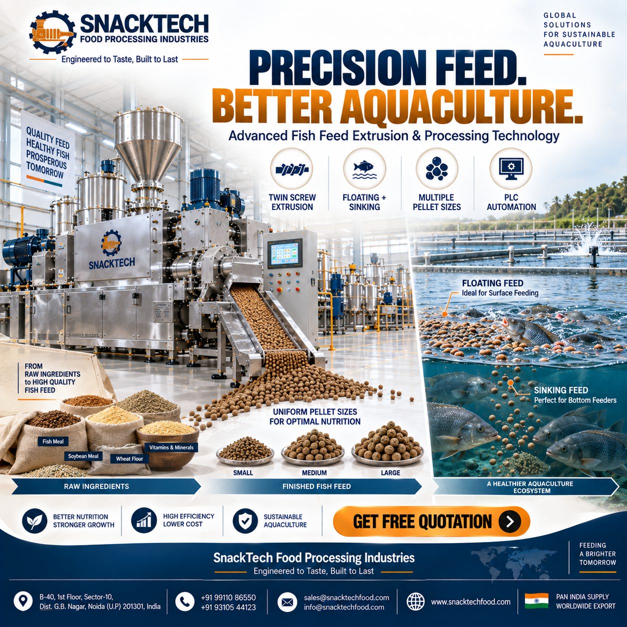 Best Fish Feed Extruder Manufacturer in India | Floating & Sinking Fish Feed Plant