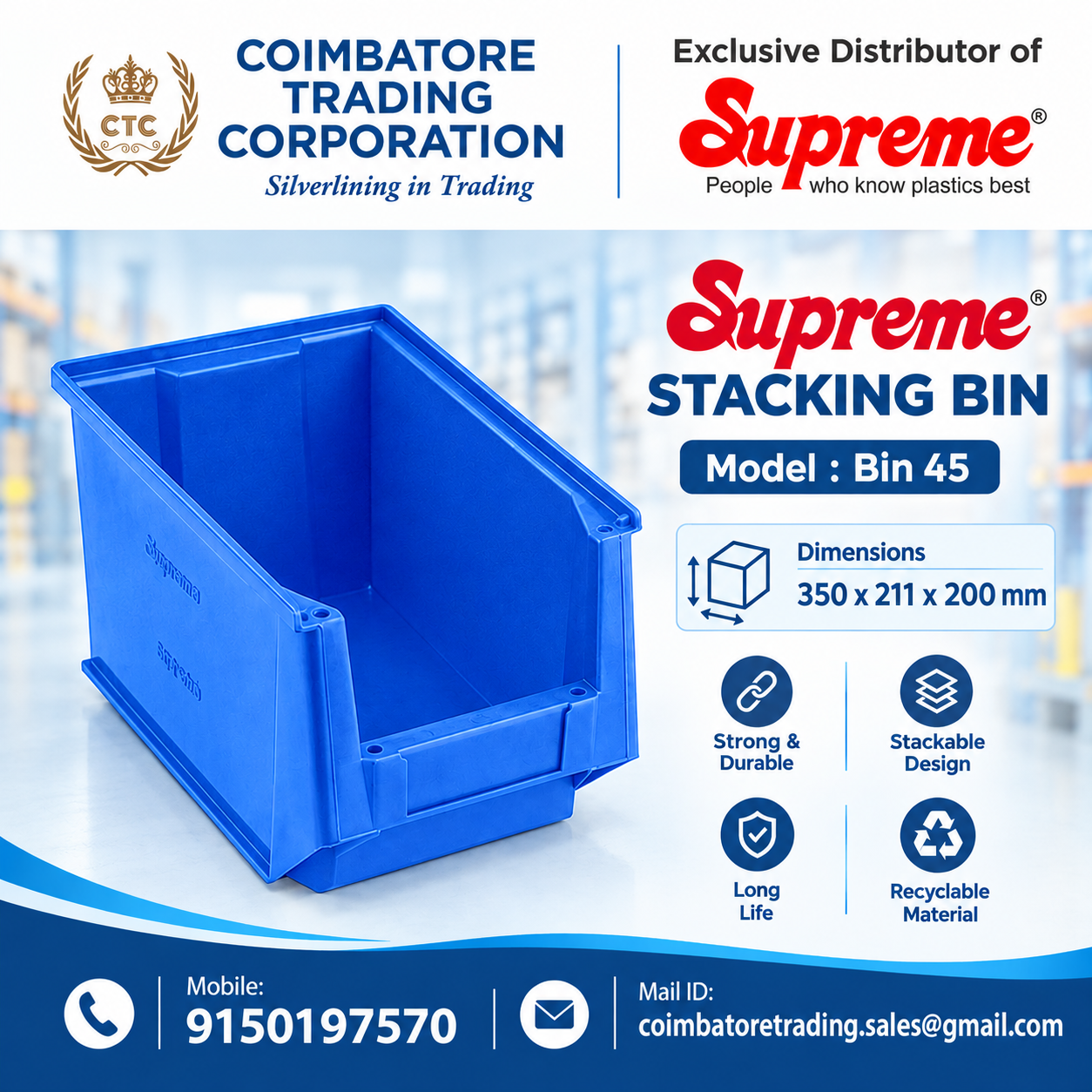 Supreme Plastic Bins Distributor in Pollachi