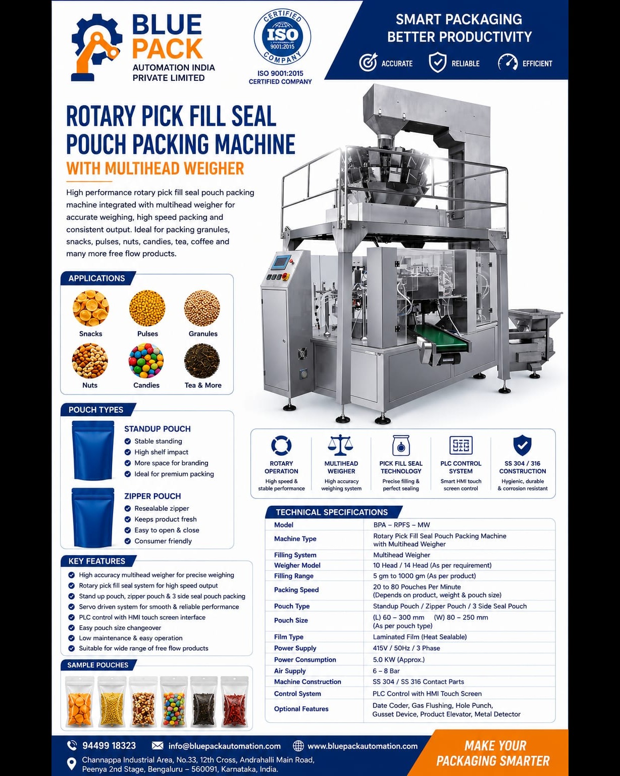Rotary Pick Fill Seal Pouch Packing Machine