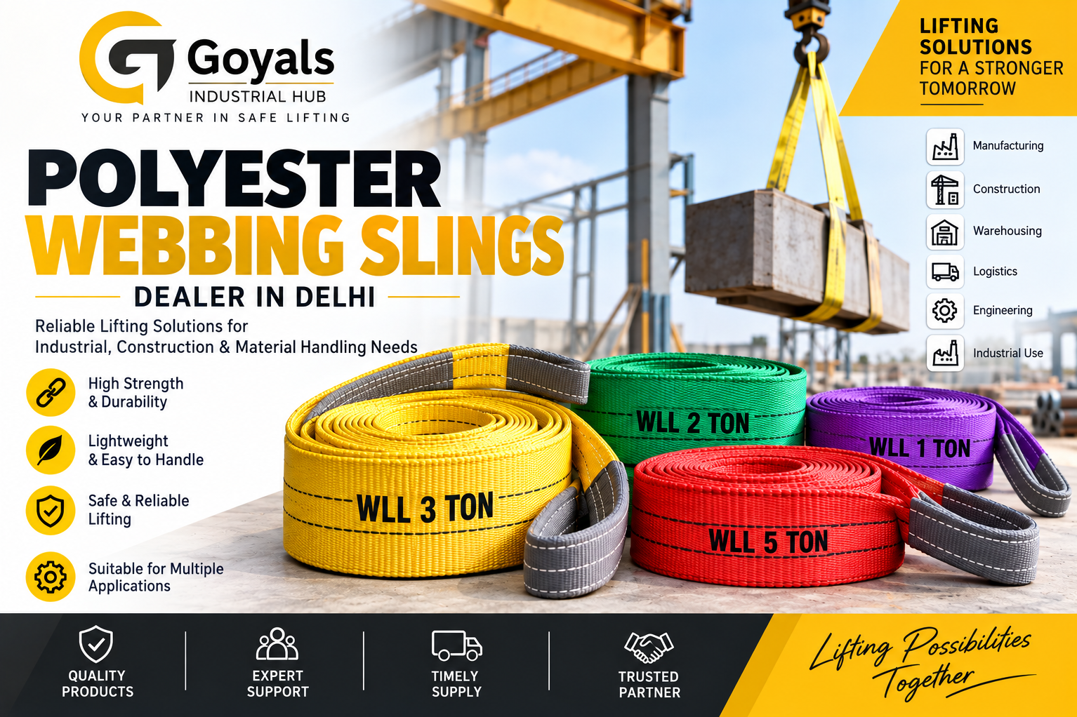 Polyester Webbing Slings Dealer in Delhi