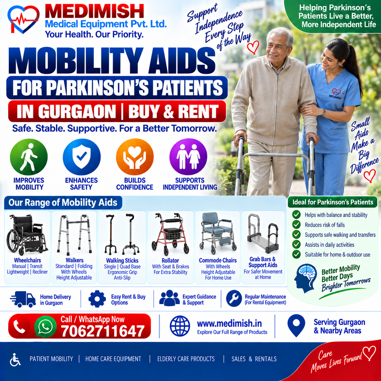 Mobility Aids for Parkinson’s Patients in Gurgaon | Buy & Rent