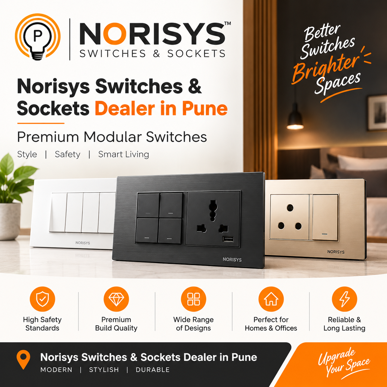 Norisys Switches & Sockets Dealer in Pune | Premium Modular Switches