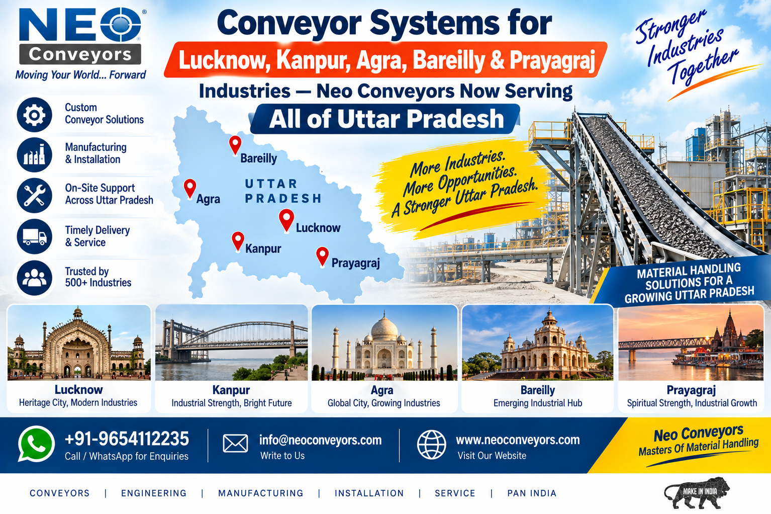 Conveyor Systems for UP Sugar Mills, Paper Industries & Agro Processing — Muzaffarnagar, Saharanpur