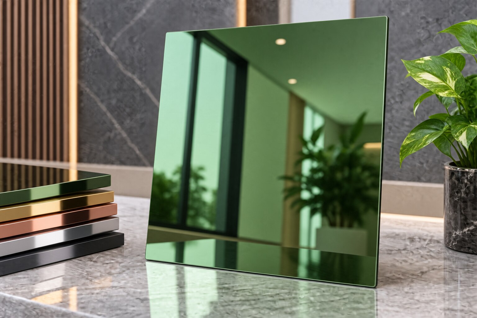 Green Mirror SS PVD Sheets for Mumbai Monsoon Conditions
