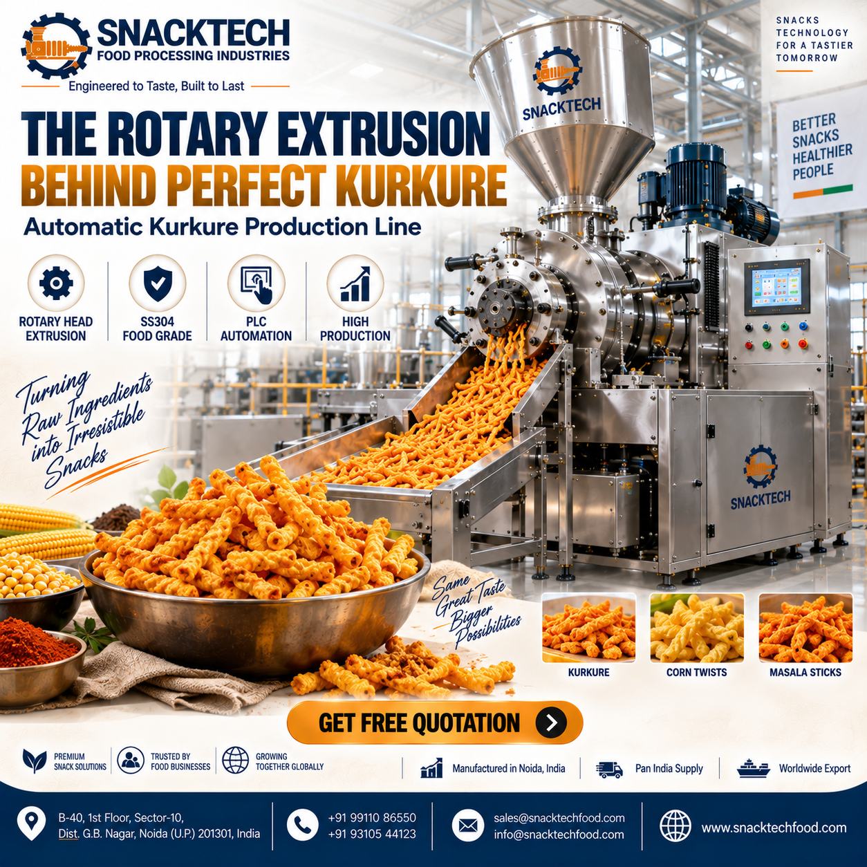Best Kurkure Making Machine Manufacturer in India | Automatic Kurkure Extruder Plant