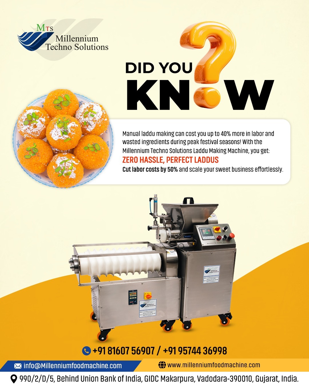Manual laddu making can cost you up to 40% more in labor and wasted ingredients during peak festival...
