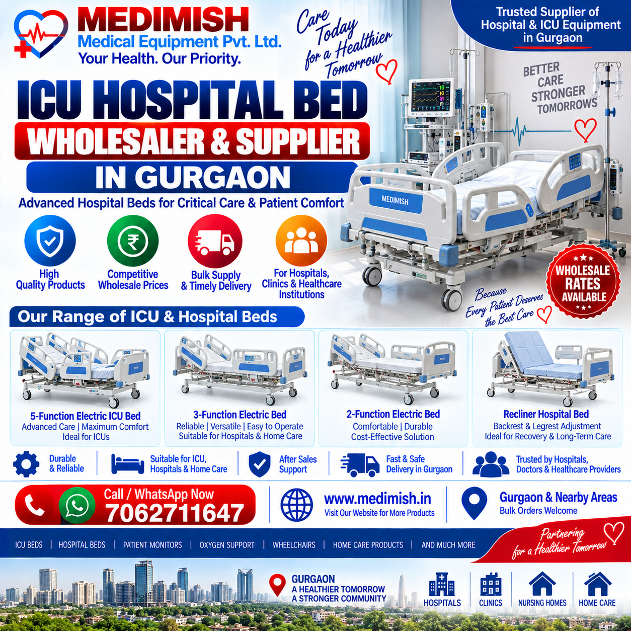 ICU Hospital Bed Wholesaler & Supplier in Gurgaon