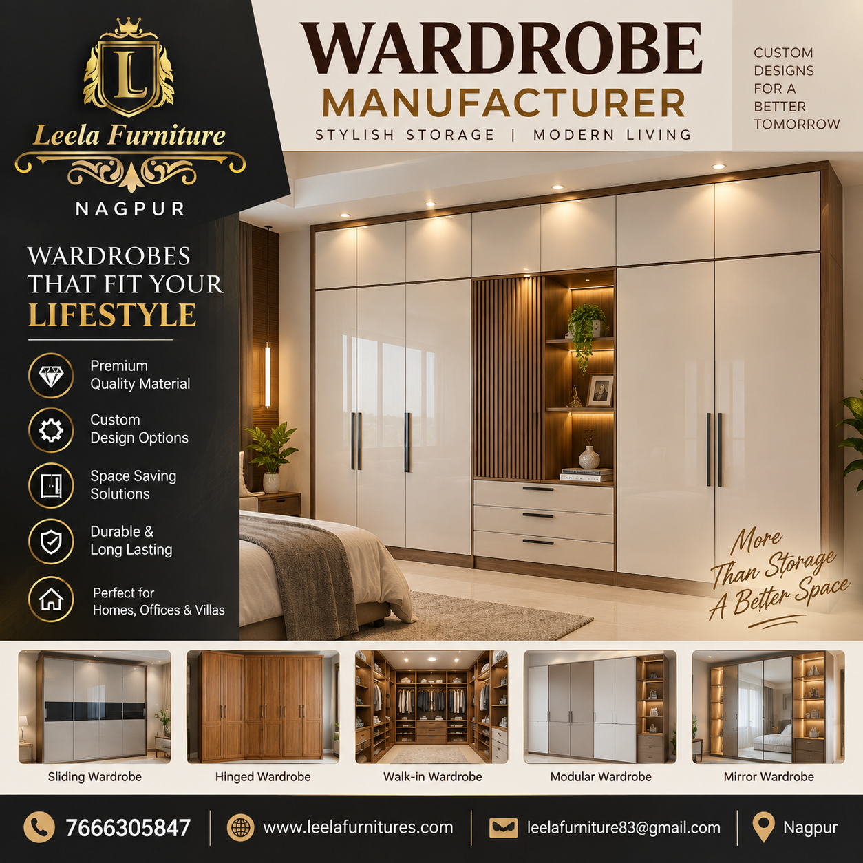 Wardrobe Manufacturer in Nagpur – Leela Furniture