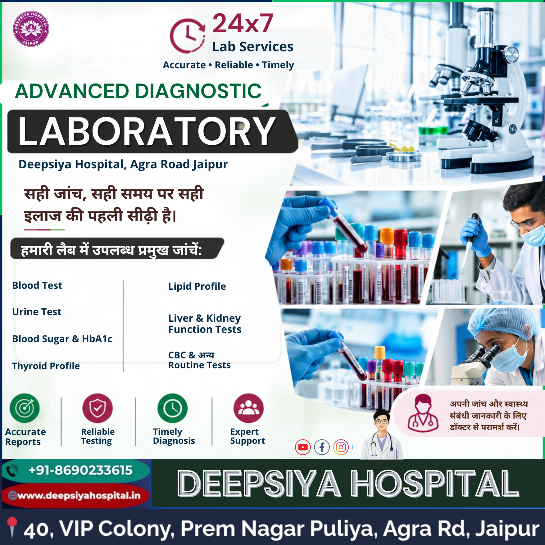 Best Diagnostic Laboratory in Agra Road Jaipur | Deepsiya Hospital