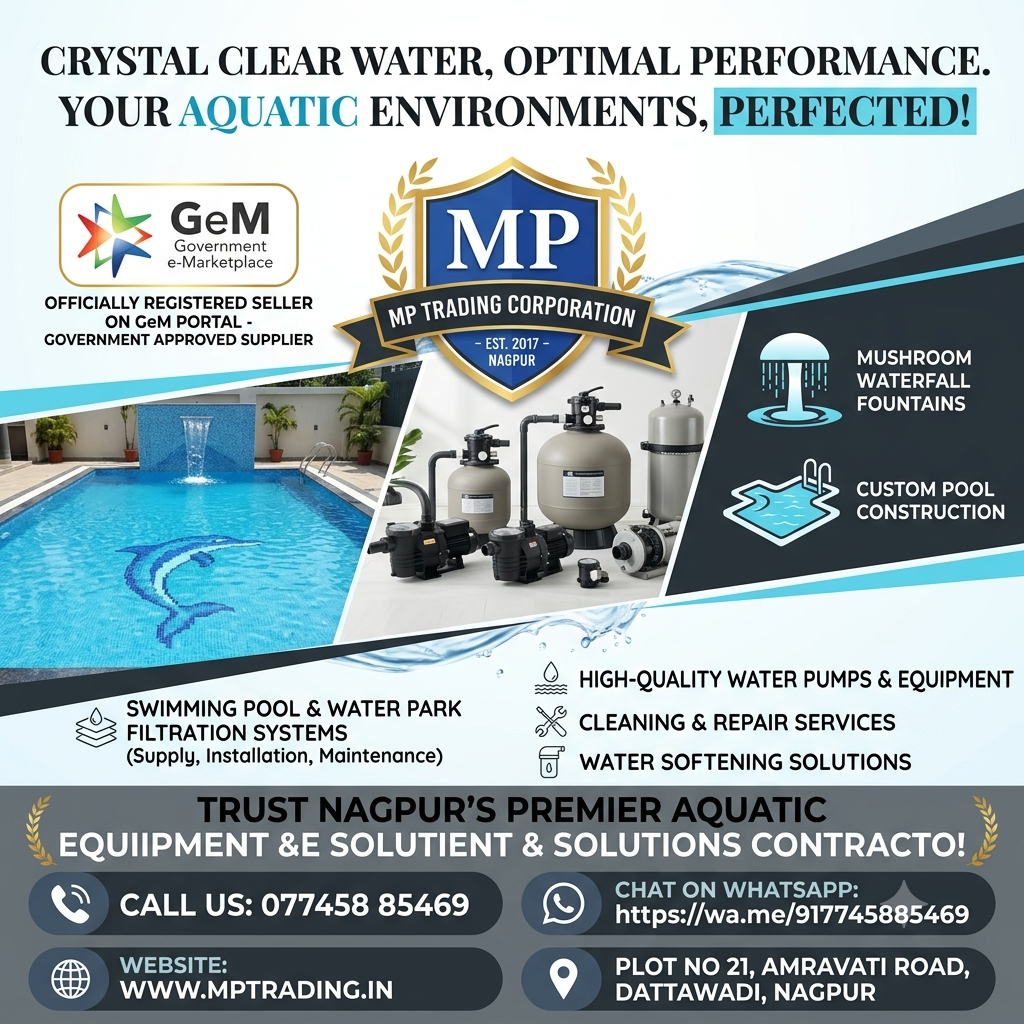 Top Swimming Pool Construction, Filtration Plant & Equipment Supplier in Nagpur & Central India