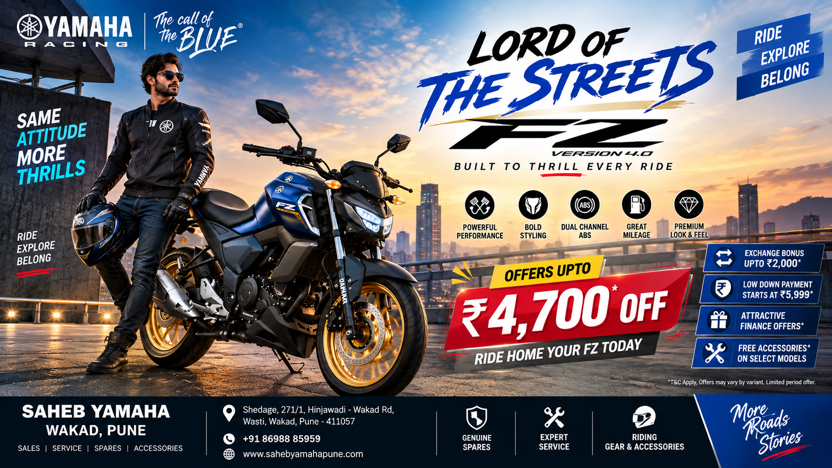 Yamaha FZ Version 4.0 | Rule Every Street with Style | Saheb Yamaha Wakad