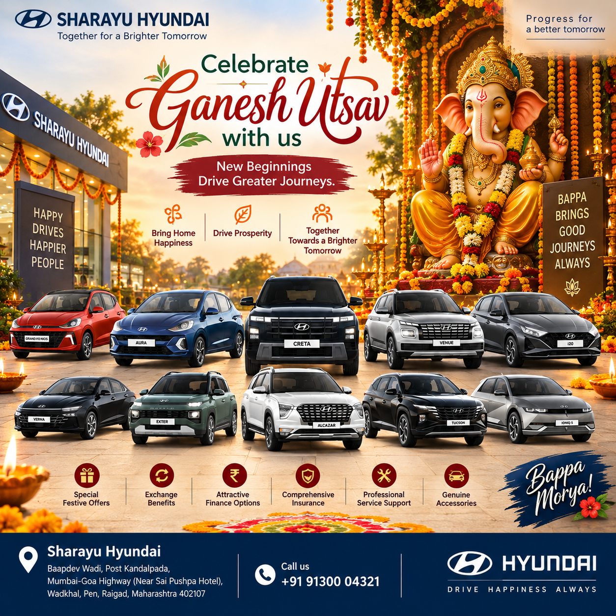 Celebrate Ganesh Utsav with Sharayu Hyundai | Festive Car Offers in Pen & Wadhkhal