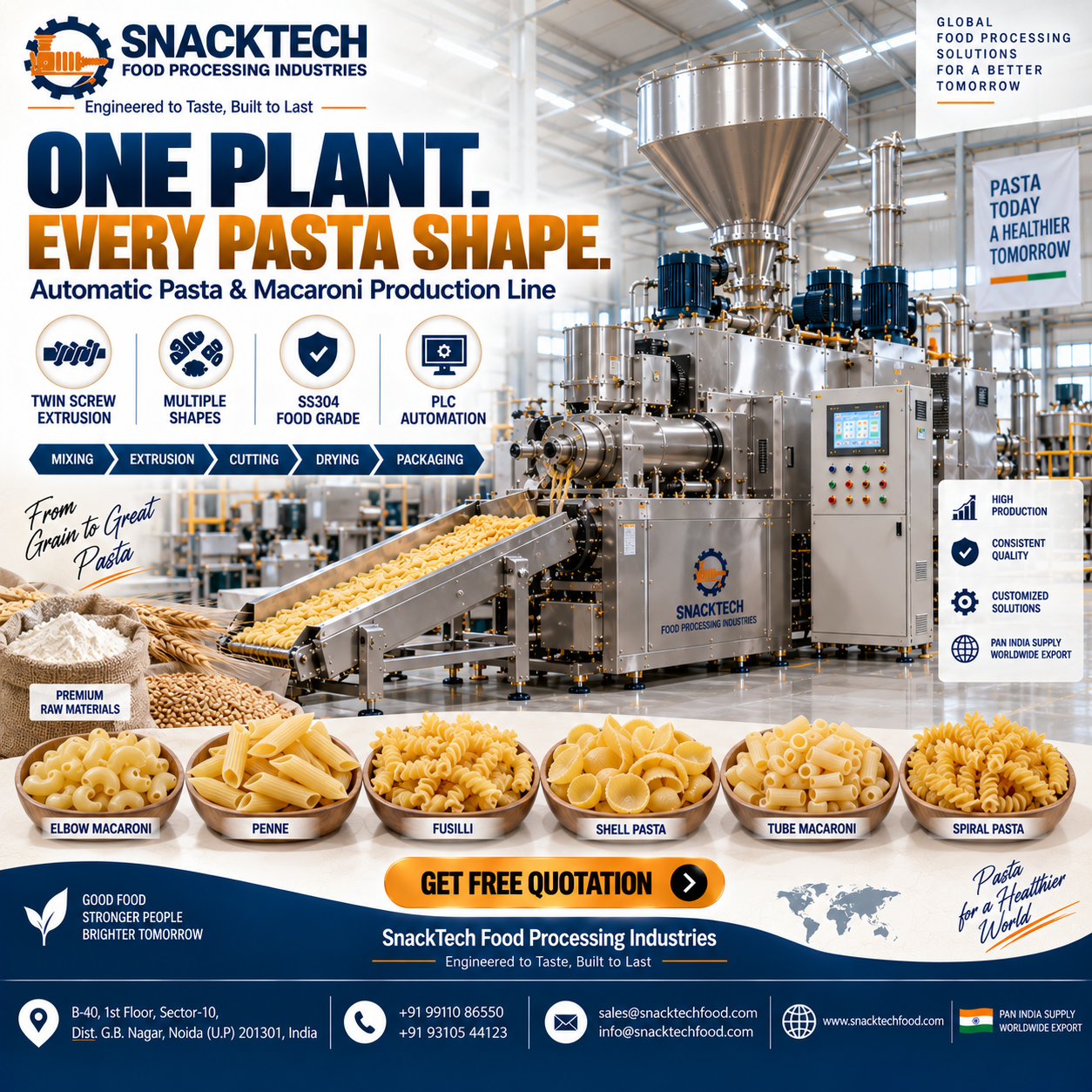 Best Pasta Making Machine Manufacturer in India | Automatic Pasta Extruder & Production Plant