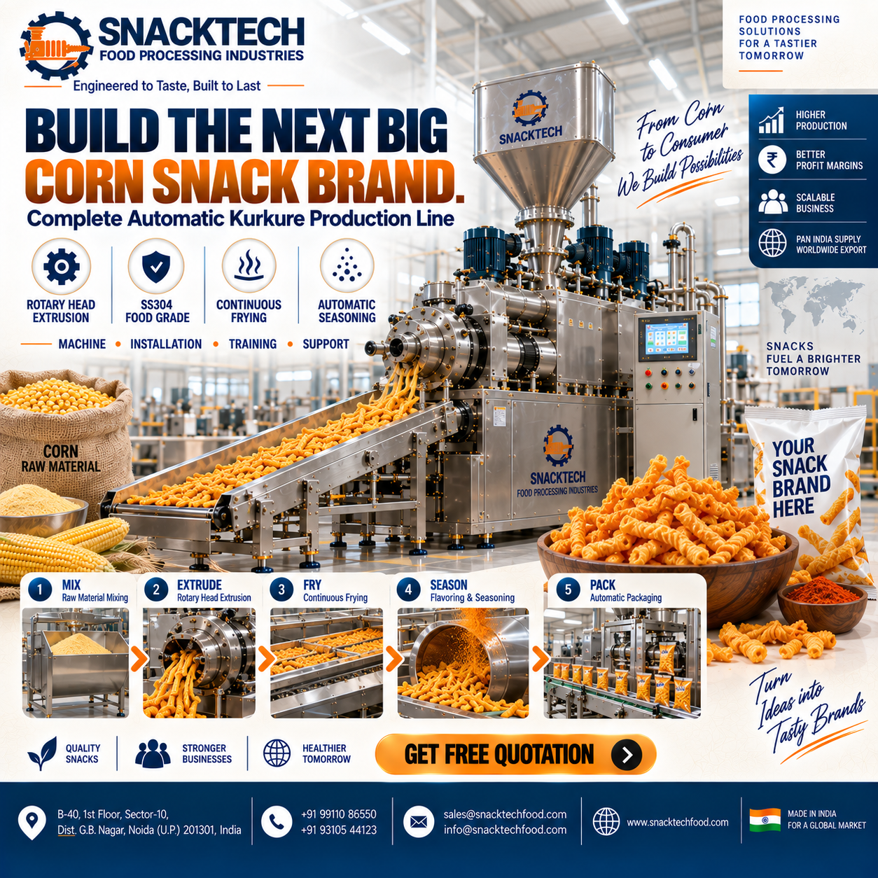 Best Kurkure Making Machine in India | Automatic Kurkure Plant & Corn Snack Extruder