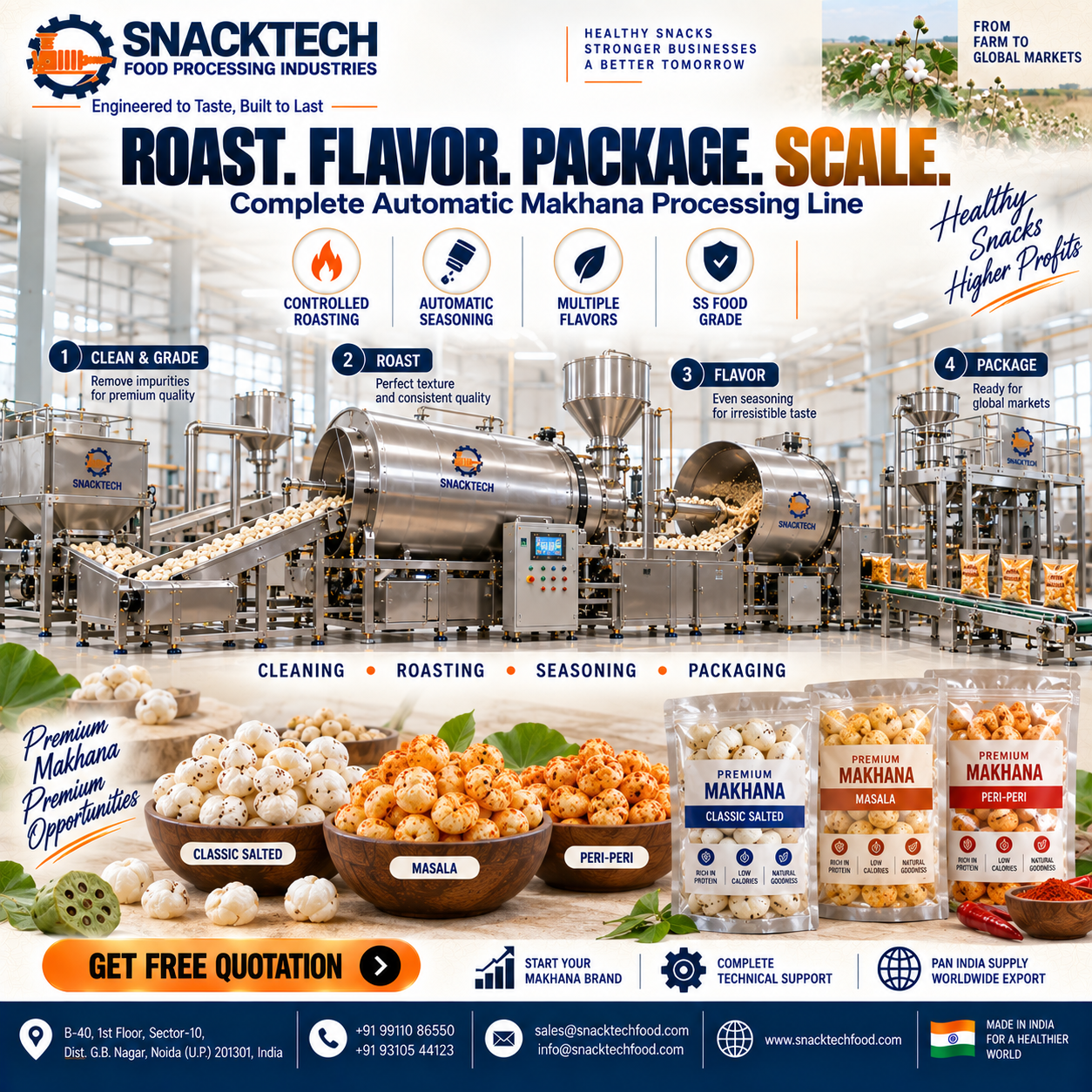 Best Makhana Roasting Machine Manufacturer in India | Automatic Foxnut Processing Plant