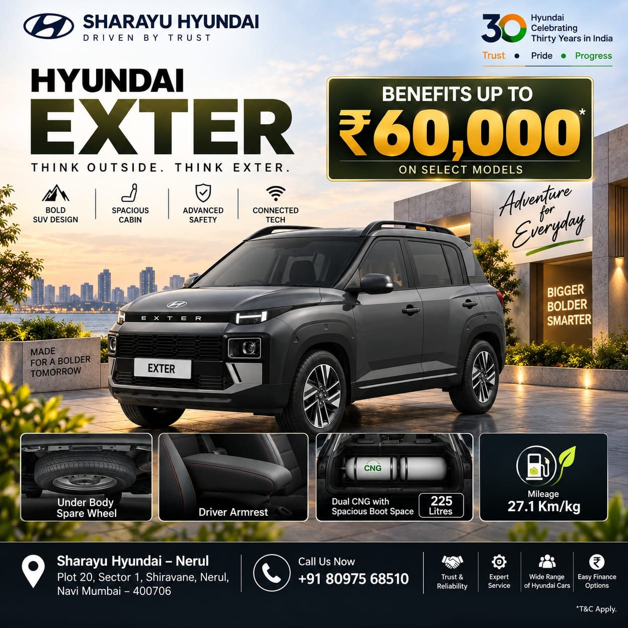 Hyundai Exter – Benefits Up to ₹60,000 | Book Your Exter at Sharayu Hyundai Nerul