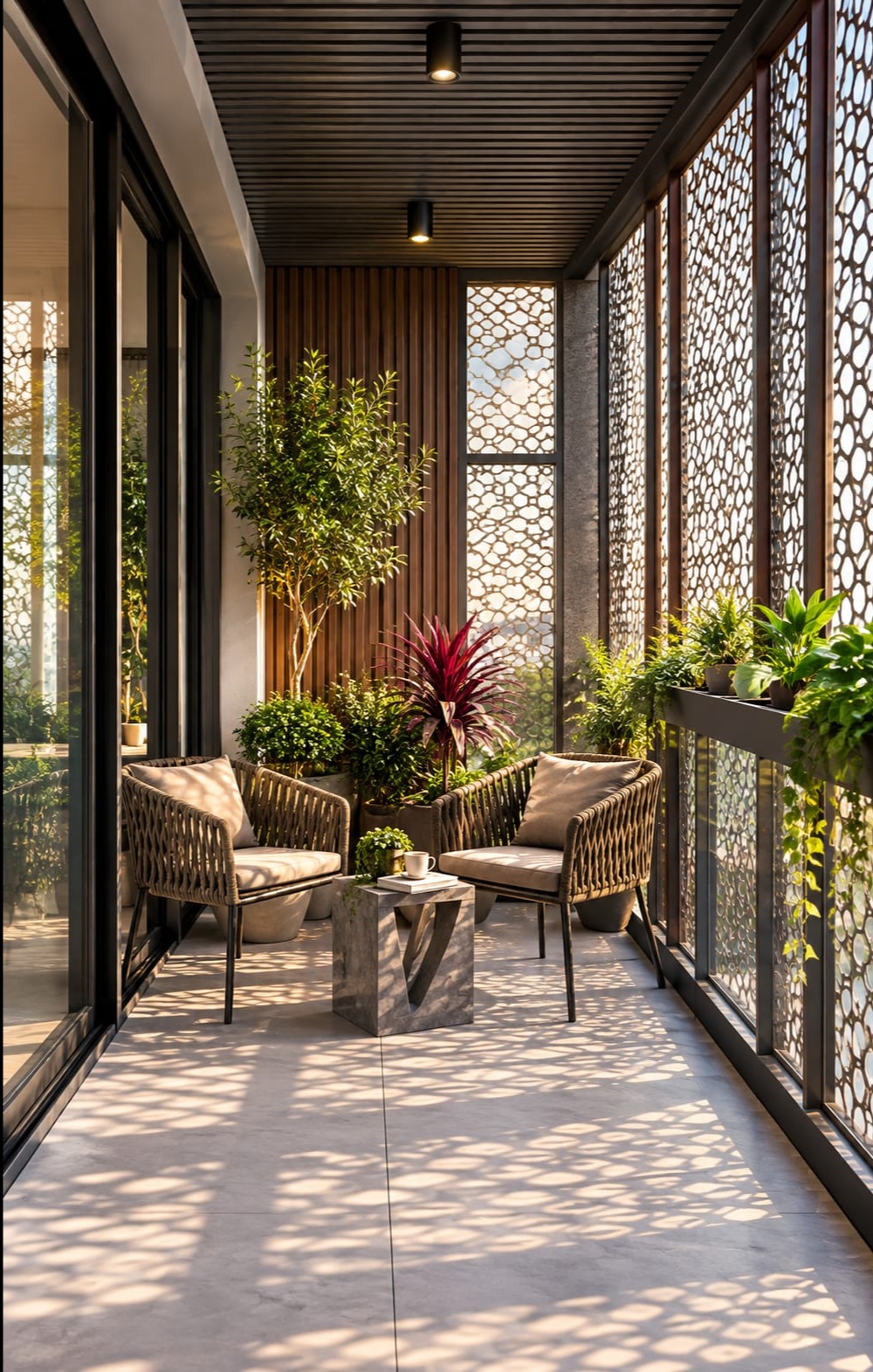Patterned Green Balcony Oasis – Kanchipuram