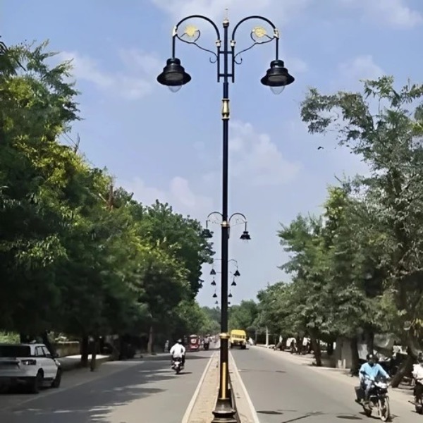 Elegant Double Arm Decorative Lighting Pole