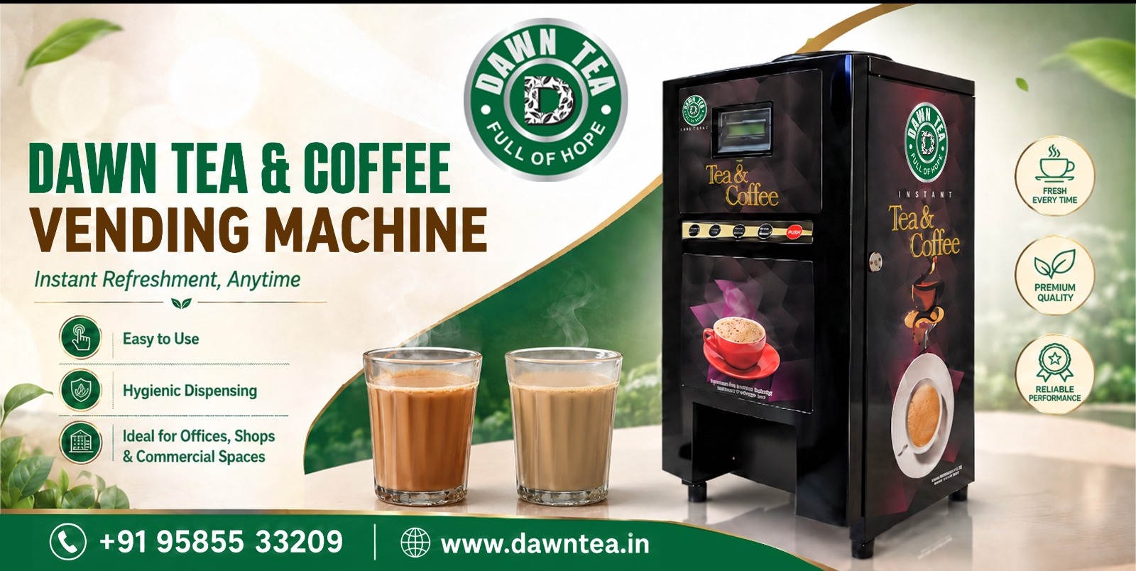 BUDGET FRIENDLY TEA AND COFFEE VENDING MACHINE AND PREMIXES IN VELLORE
