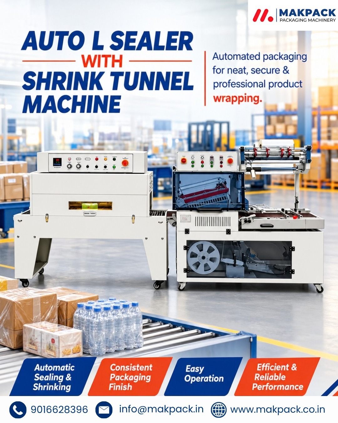 Automatic L Sealer with Shrink Tunnel Machine for Efficient Packaging