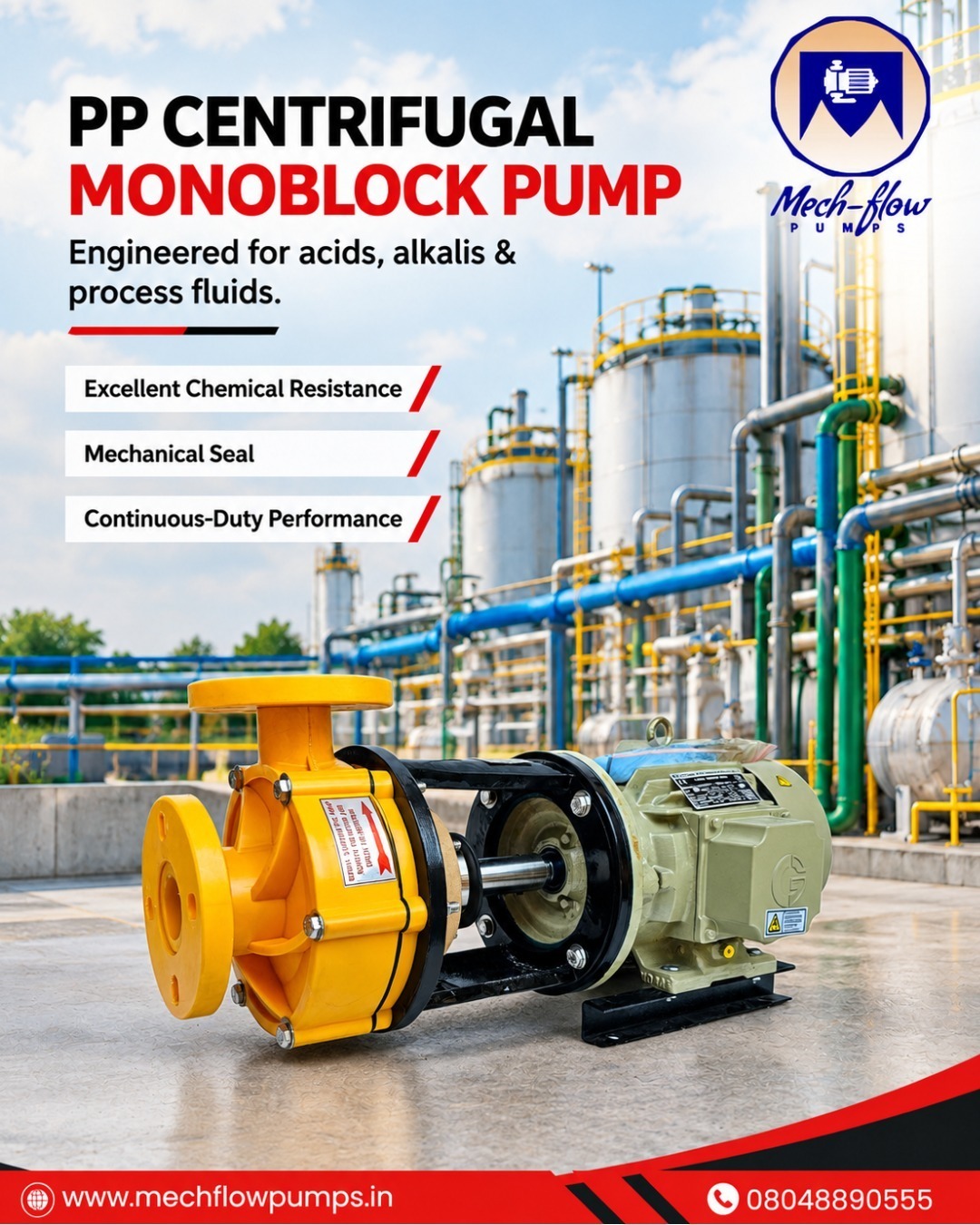 PP Centrifugal Mono Block Pump for Reliable Chemical Fluid Handling