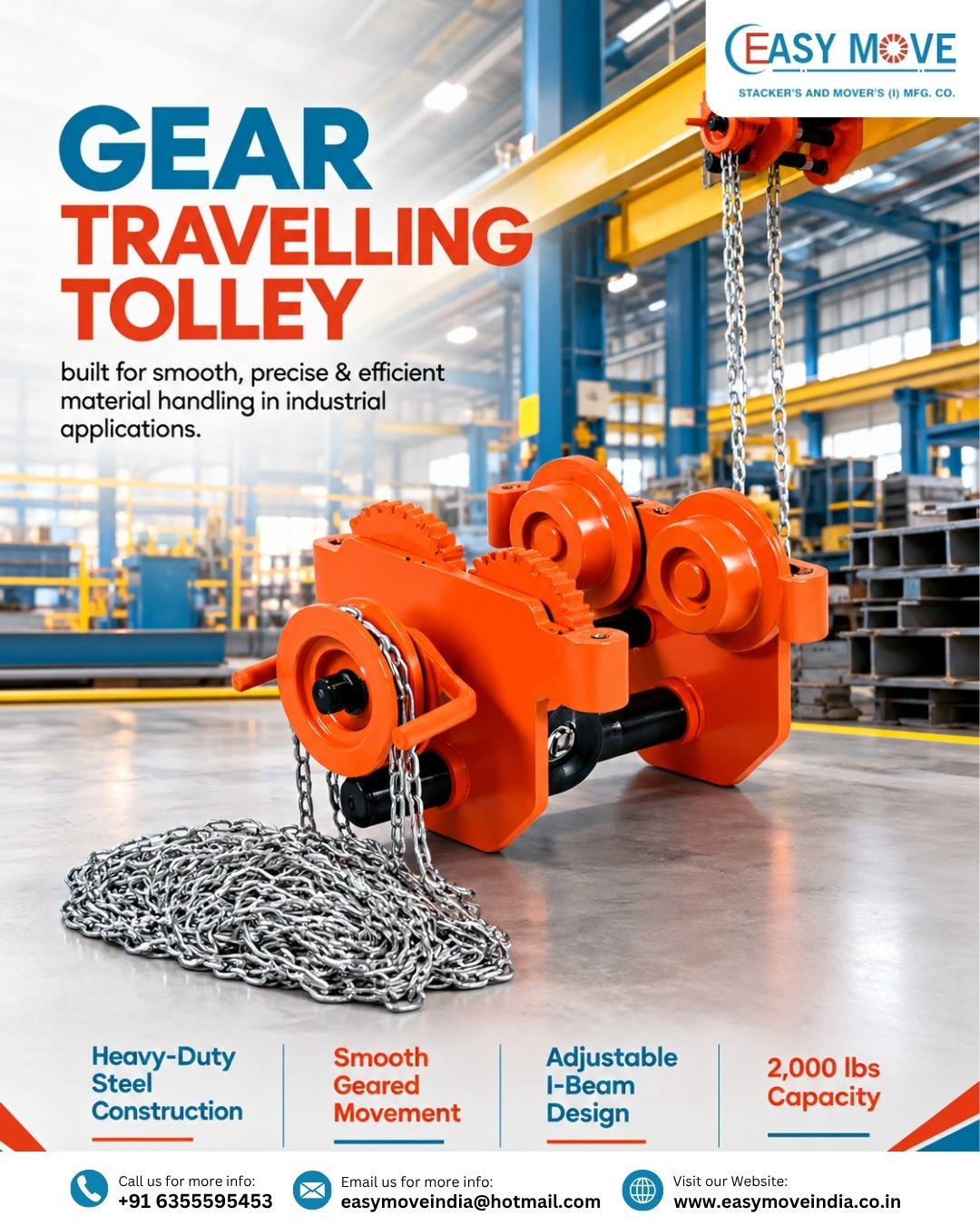 Gear Traveling Trolley for Smooth Industrial Load Handling