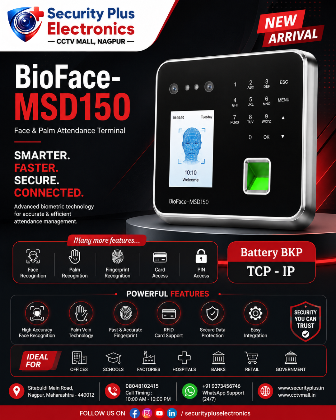 BioFace-MSD150 Smart Face & Palm Biometric Attendance Terminal
