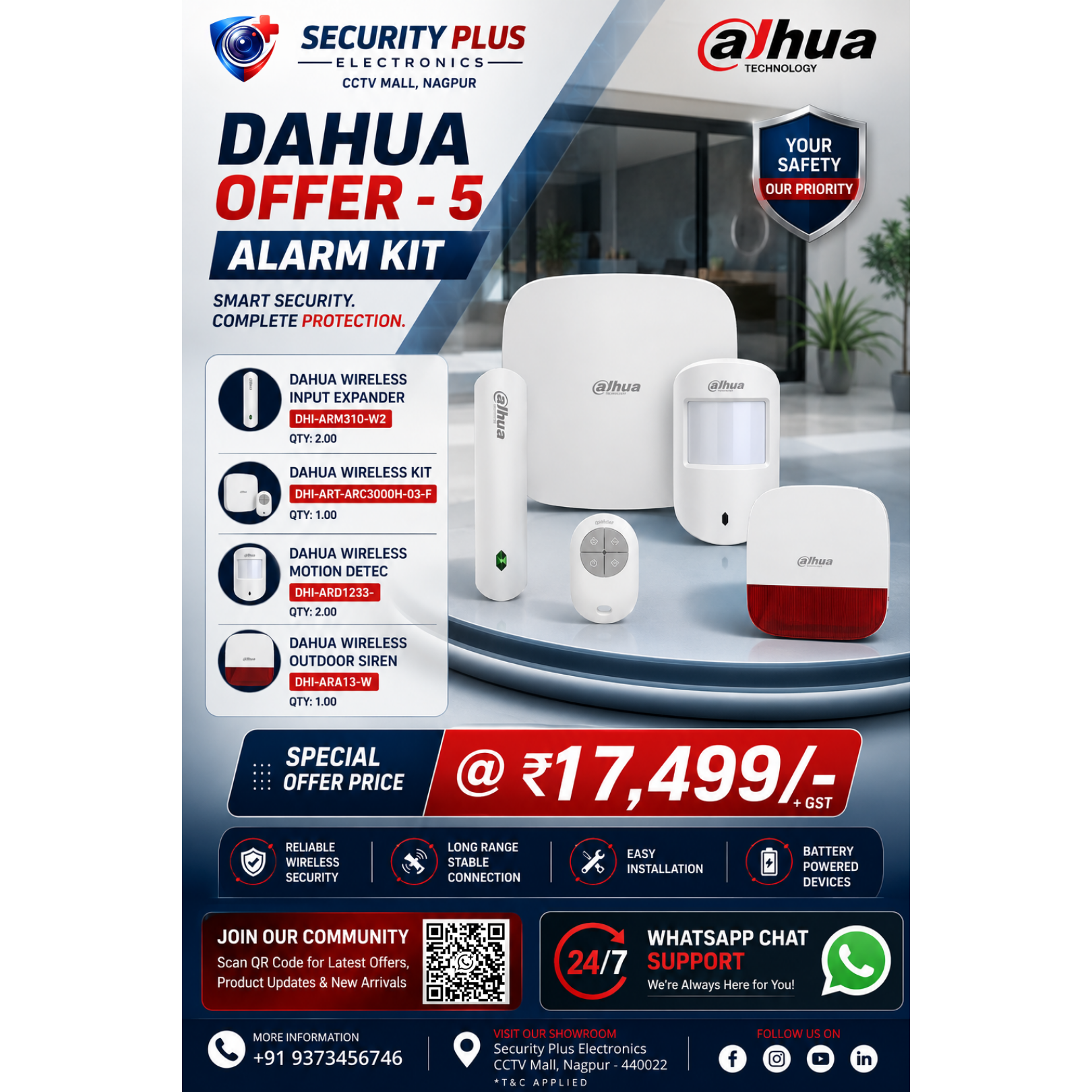 Dahua Wireless Intrusion Alarm Kit (Hub + Motion Detector + Outdoor Siren + Expander)
