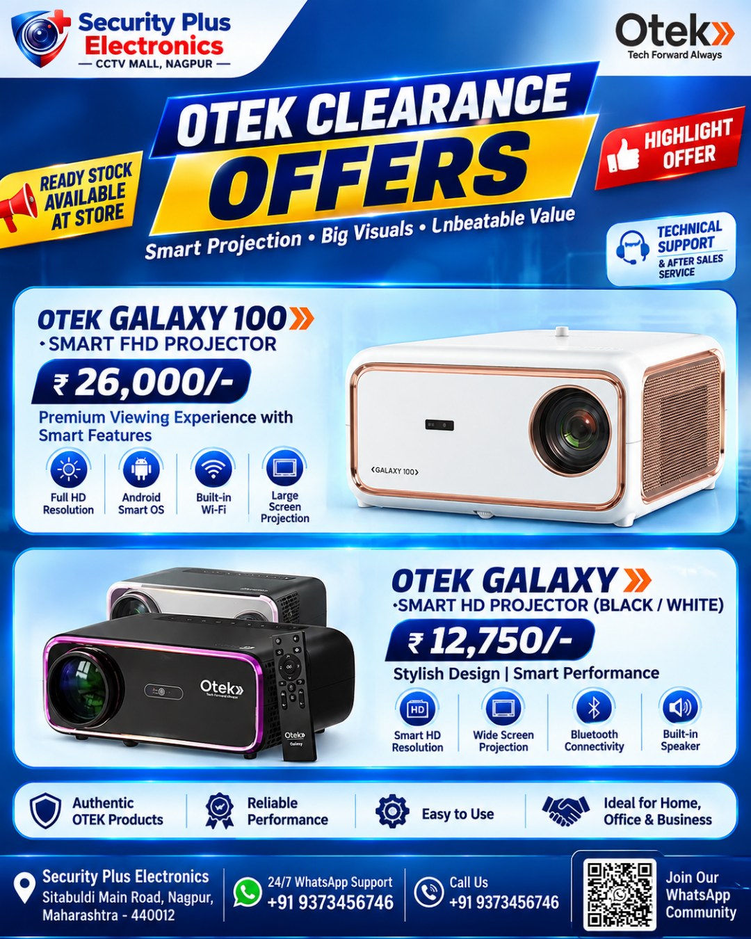 Otek Galaxy Series Smart Projectors (Galaxy 100 FHD & Galaxy HD)