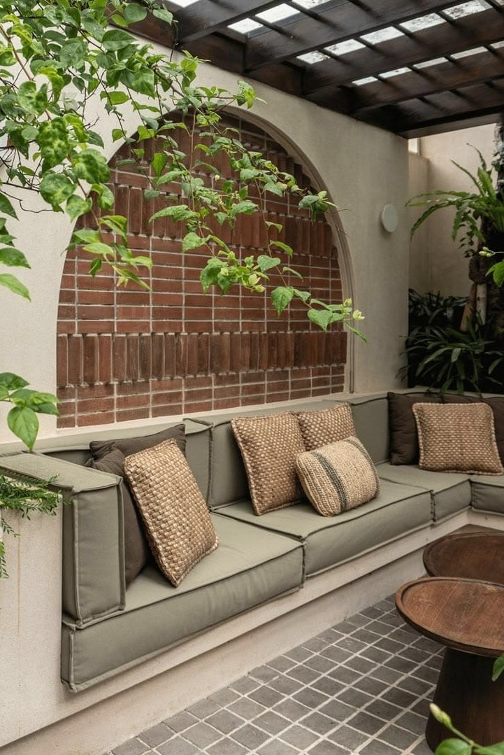 Arched brick feature wall balcony garden – Thiruvallur