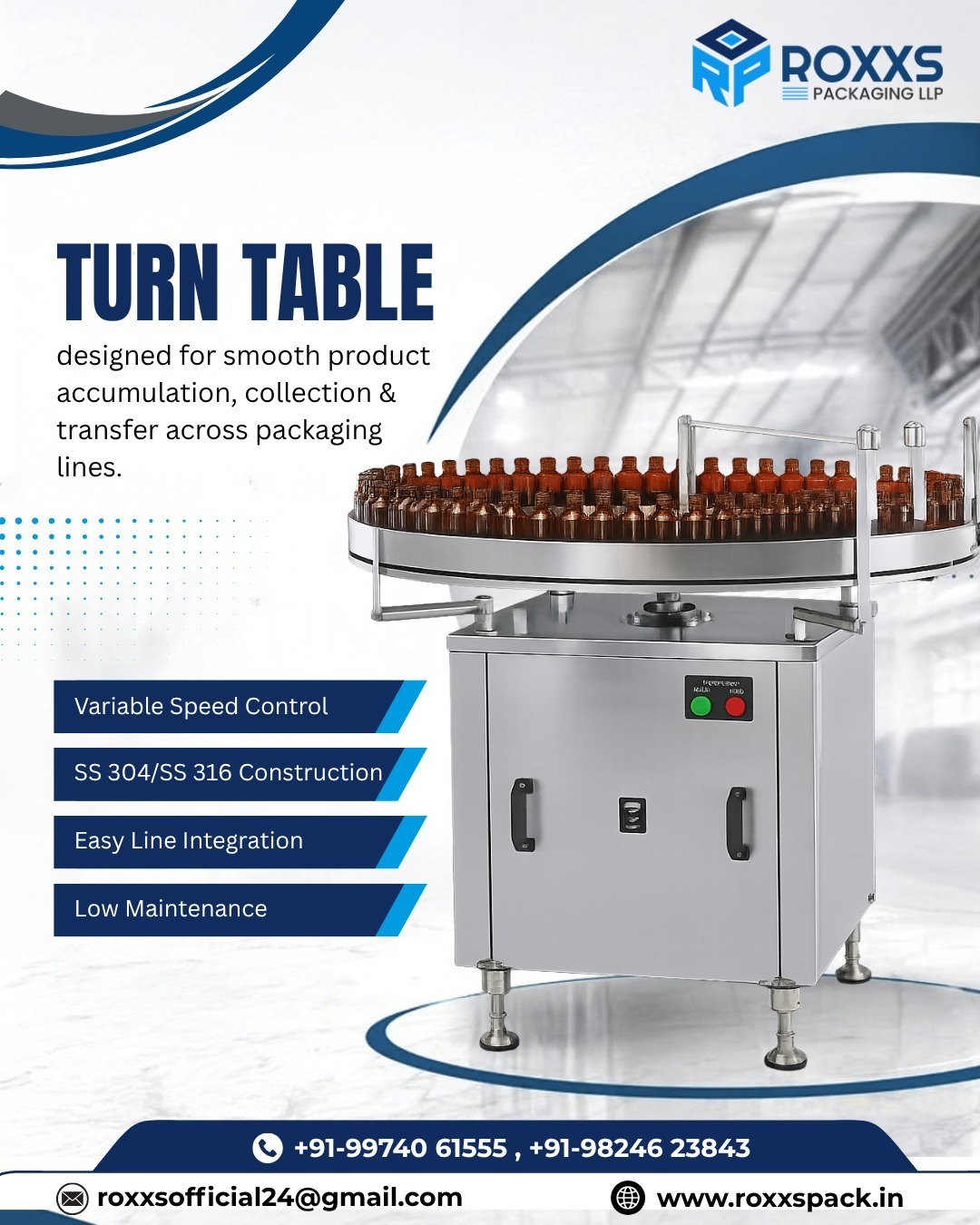Stainless Steel Turn Table for Efficient Packaging Lines