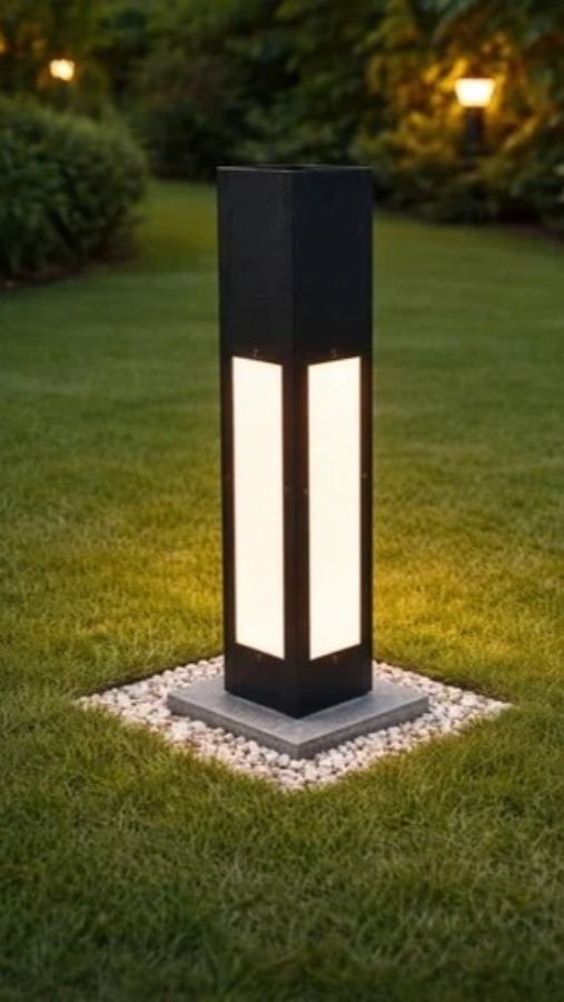 Modern Square LED Garden Bollard Light