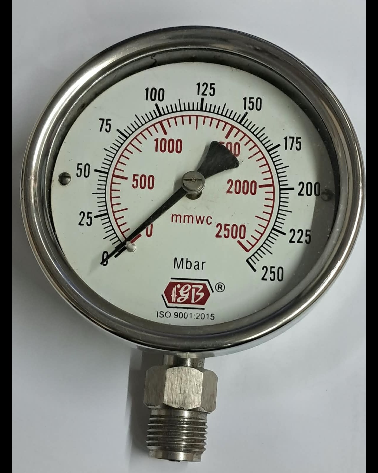 4’’ DIAL0‐2500 MMWC ½ BSP BOTTOM SS CASING INT BRASS INBUILT CAPSULE DIAPHRAGM