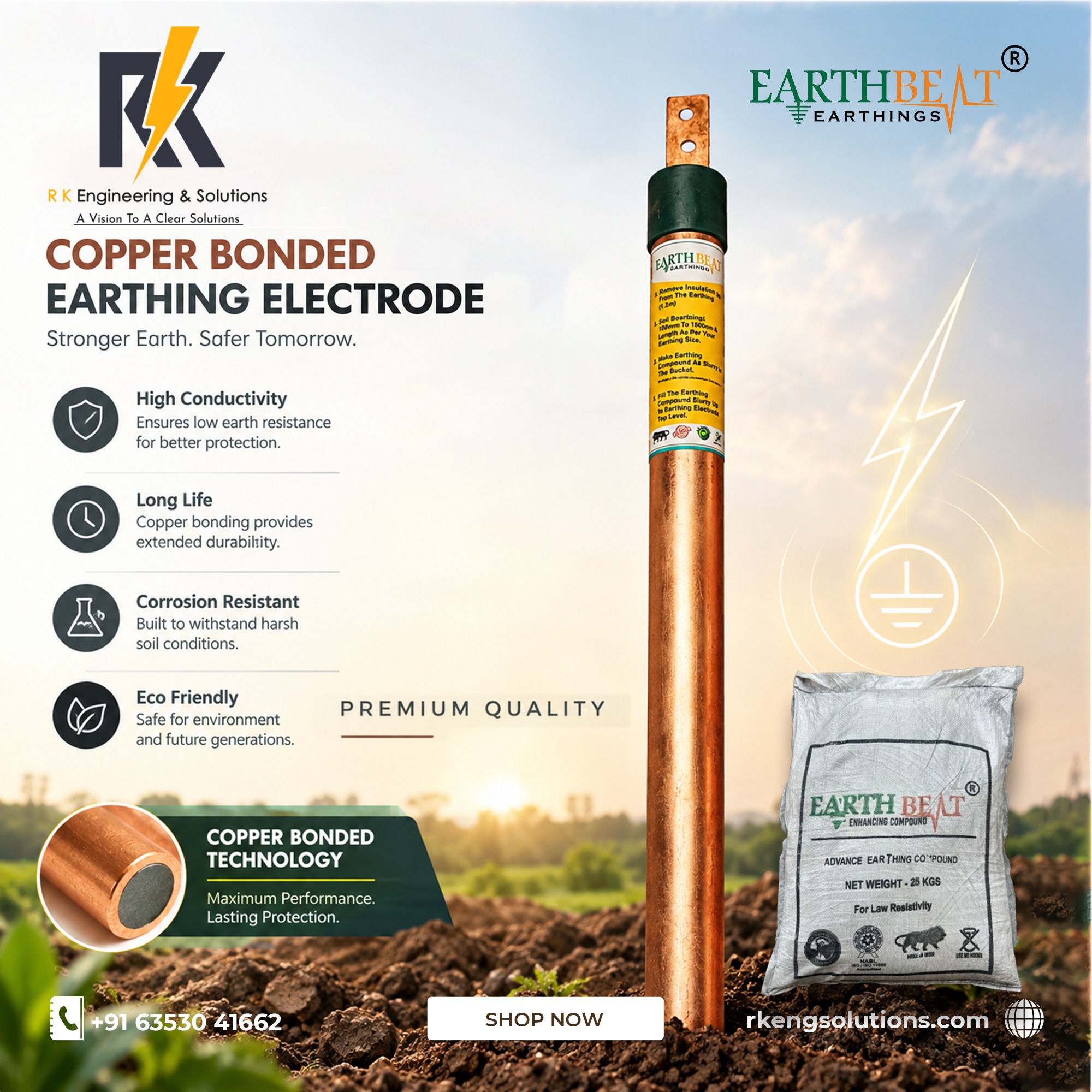Copper Bonded Earth Rod – High-Conductivity Earthing Electrode for Reliable Grounding