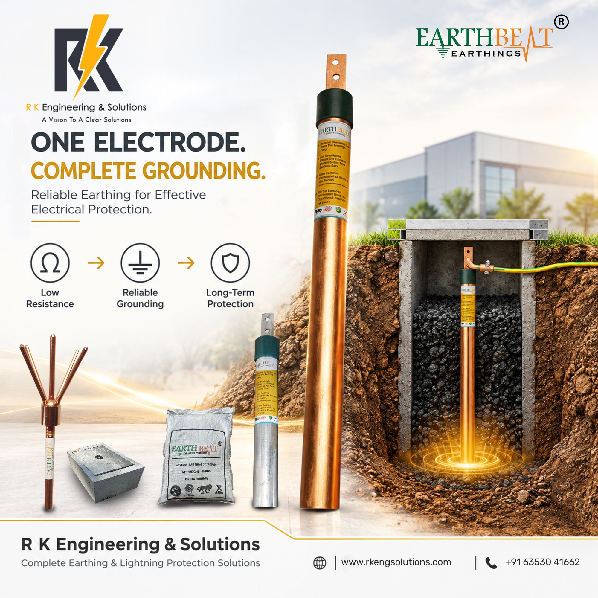 Copper Bonded Earthing Electrode – Durable Grounding Solution for Low Earth Resistance