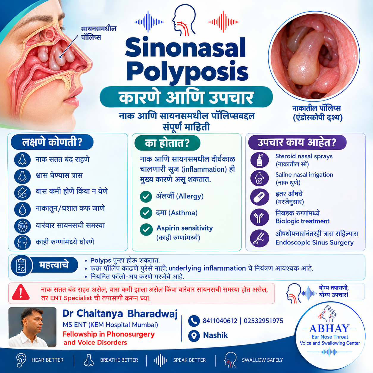 Sinonasal Polyposis: Causes, Symptoms & Treatment | ENT Specialist in Nashik