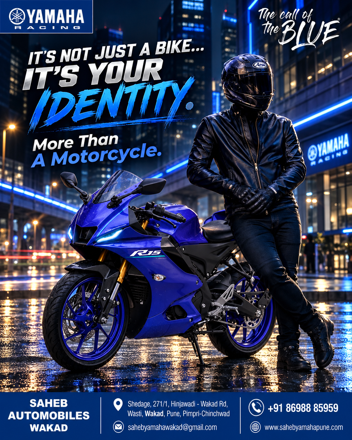 Ride the Blue. Own the Road. Yamaha R15 at Saheb Automobiles Wakad