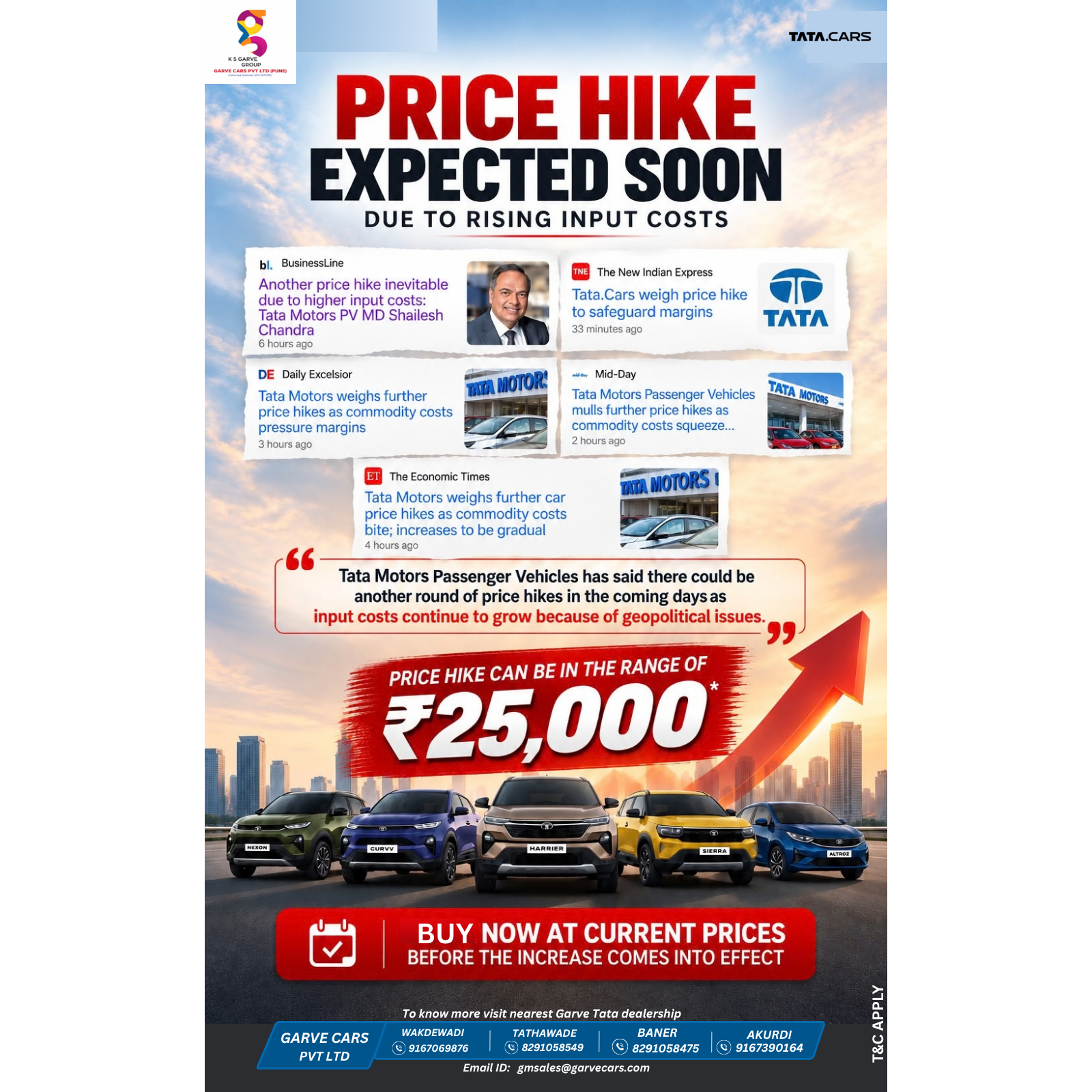 šØ PRICE HIKE EXPECTED SOON! šØ
Tata Motors could see another round of price increases amid rising ...