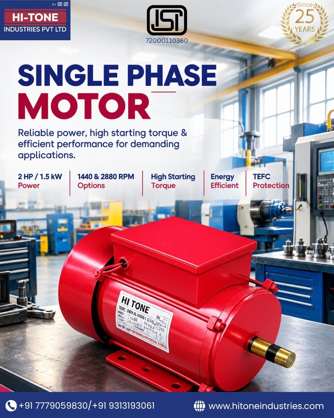 2 HP Single-Phase Motor for Reliable Industrial Performance