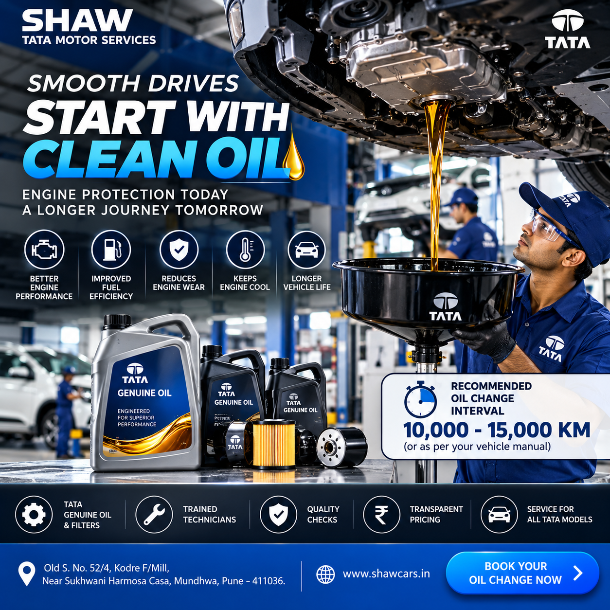 Tata Car Oil Change Pune | Genuine Oil, Expert Service & Smoother Drives