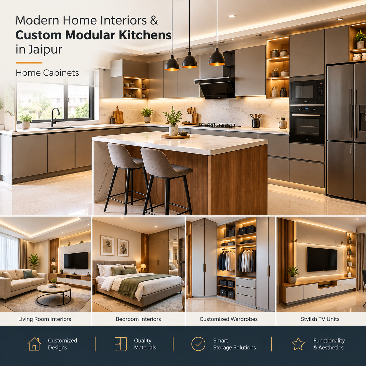 Modern Home Interiors & Custom Modular Kitchens in Jaipur
