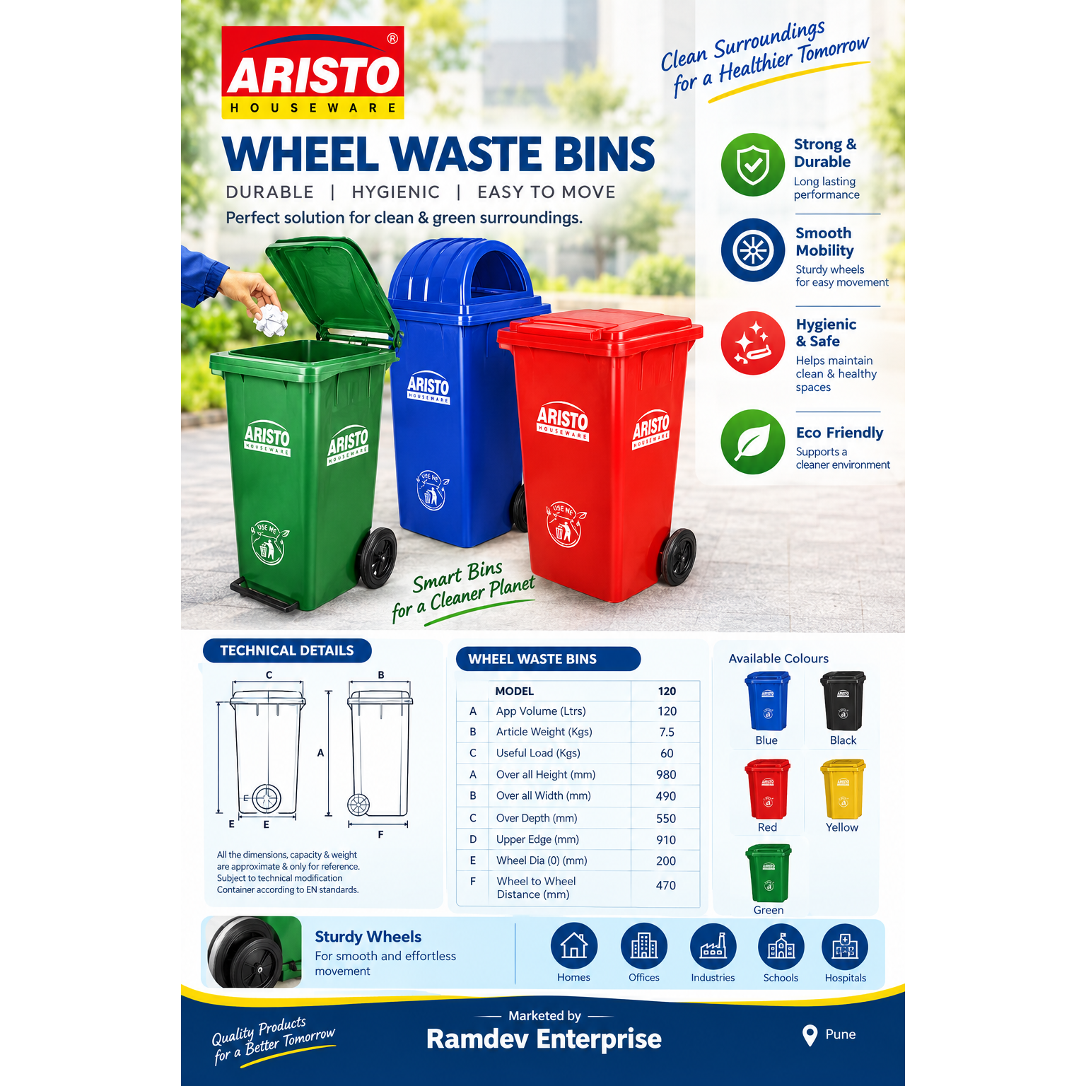 120 Litre Wheel Waste Bin