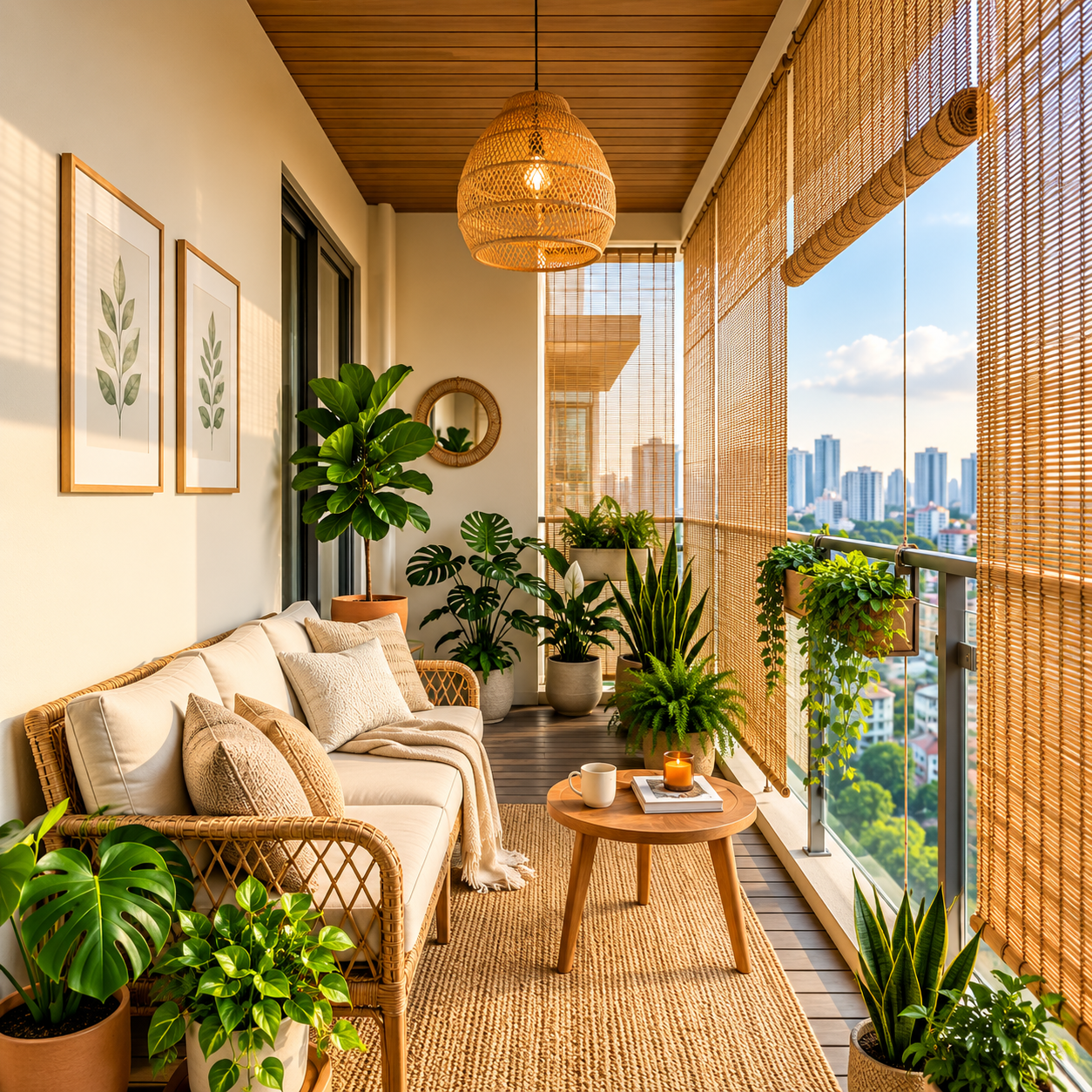 Elegant Green Balcony Lounge Design | Porur