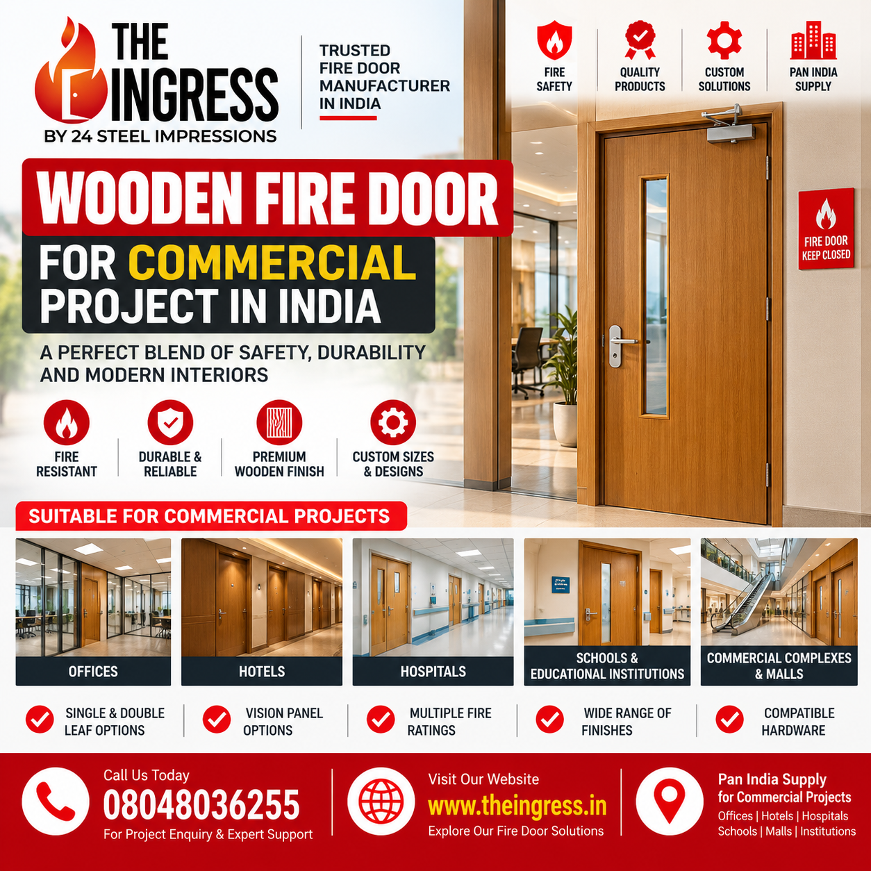 Wooden Fire Door for Commercial Project in India | THE INGRESS