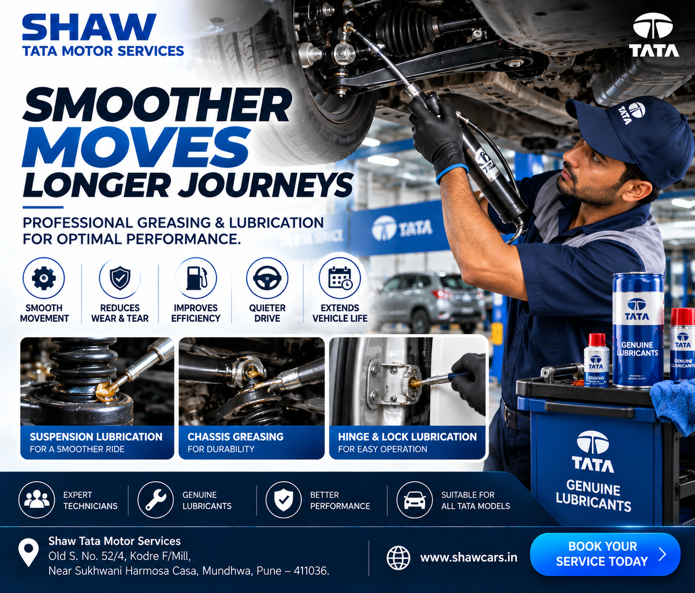 Professional Car Greasing & Lubrication Service in Pune | Shaw Tata Motor Services