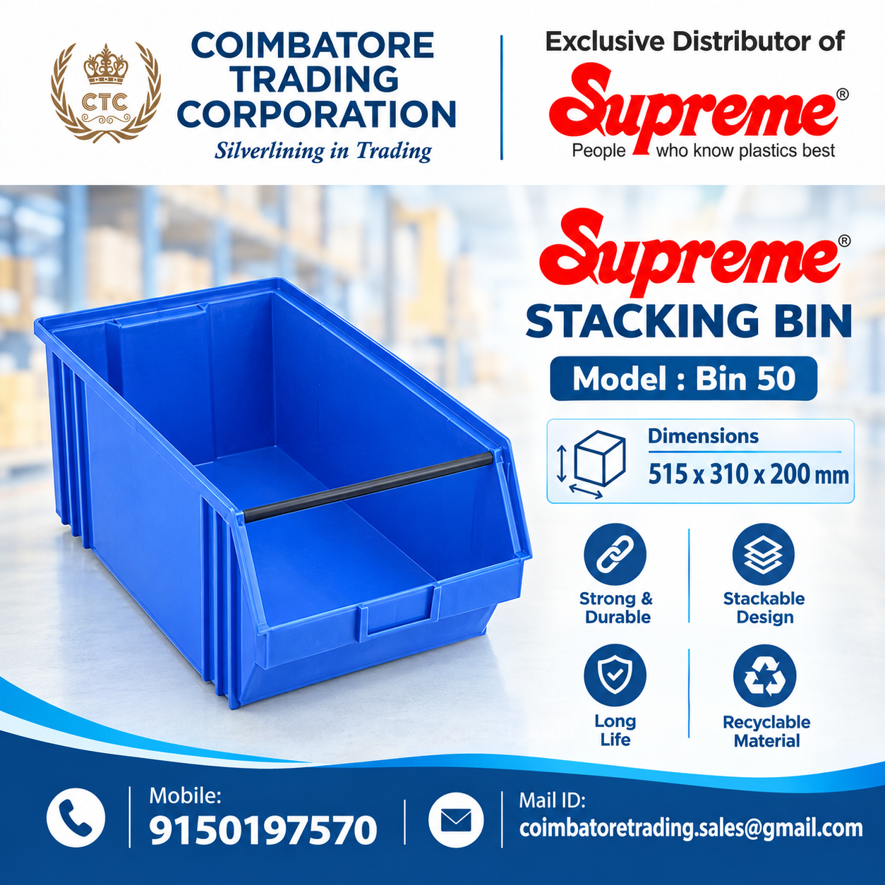 Supreme Plastic Bins Distributor in Tiruchirappalli